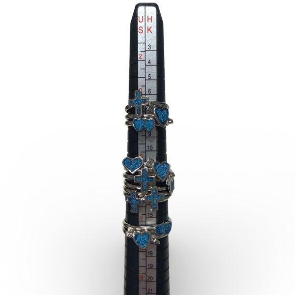 Vintage Silver & Turquoise 12 Assorted Rings - Picture 2 of 3